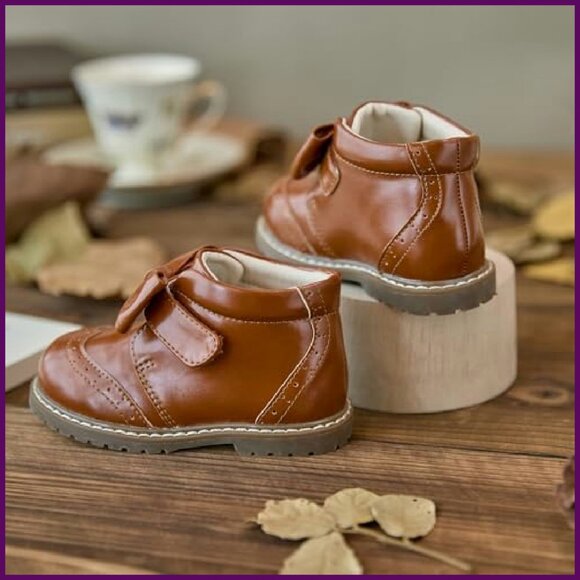 Vintage Leather Toddler Girls Boots Mid Calf Water Resistant Memory Foam - Picture 4 of 8